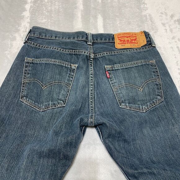 Levis 501XX Jeans Mens 30x32 (31x30) Blue Denim Button Fly Dark Wash 5 Pocket - Picture 8 of 16